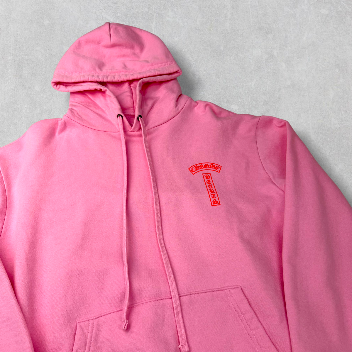 Chrome Hearts Red T Bar Logo Pink Hoodie S