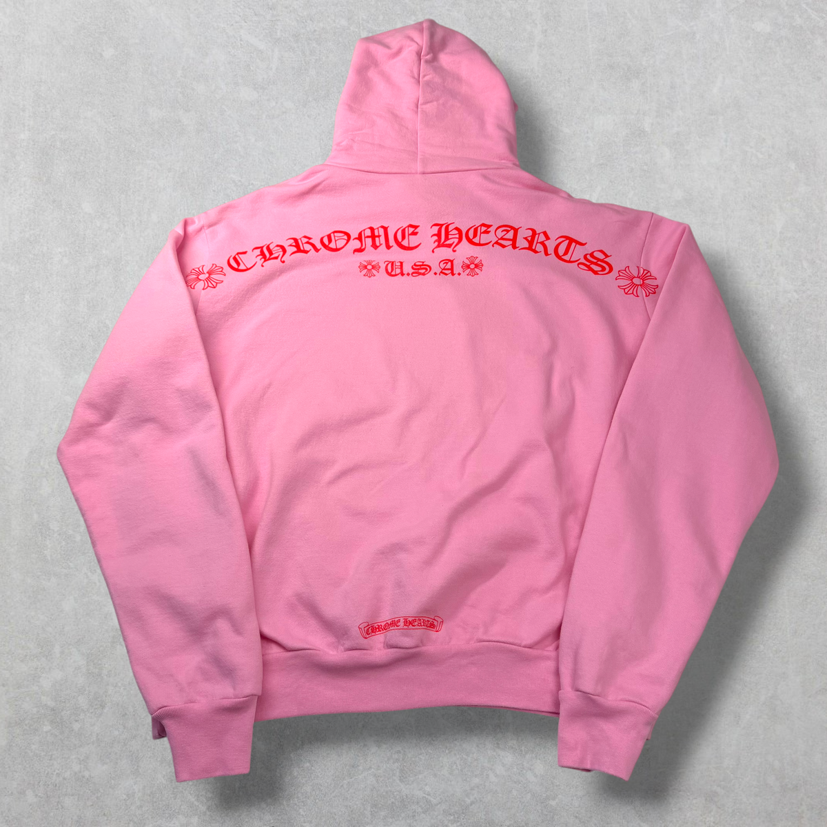 Chrome Hearts Red T Bar Logo Pink Hoodie S