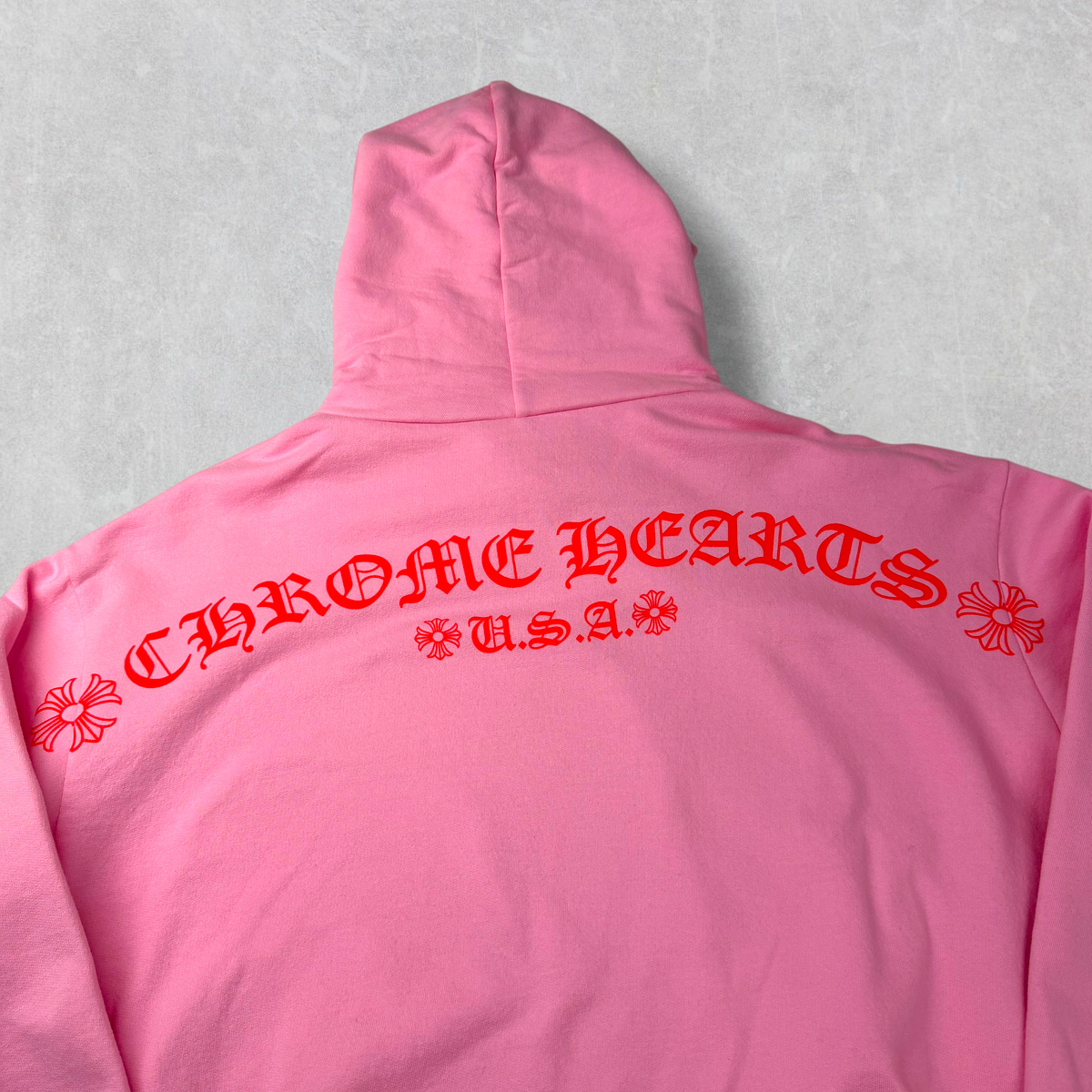 Chrome Hearts Red T Bar Logo Pink Hoodie S