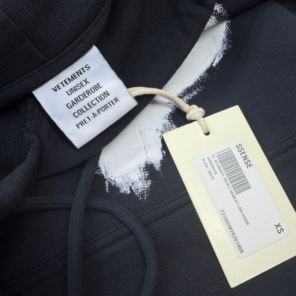 Vetements Double Anarchy Hoodie Black XS (XL)