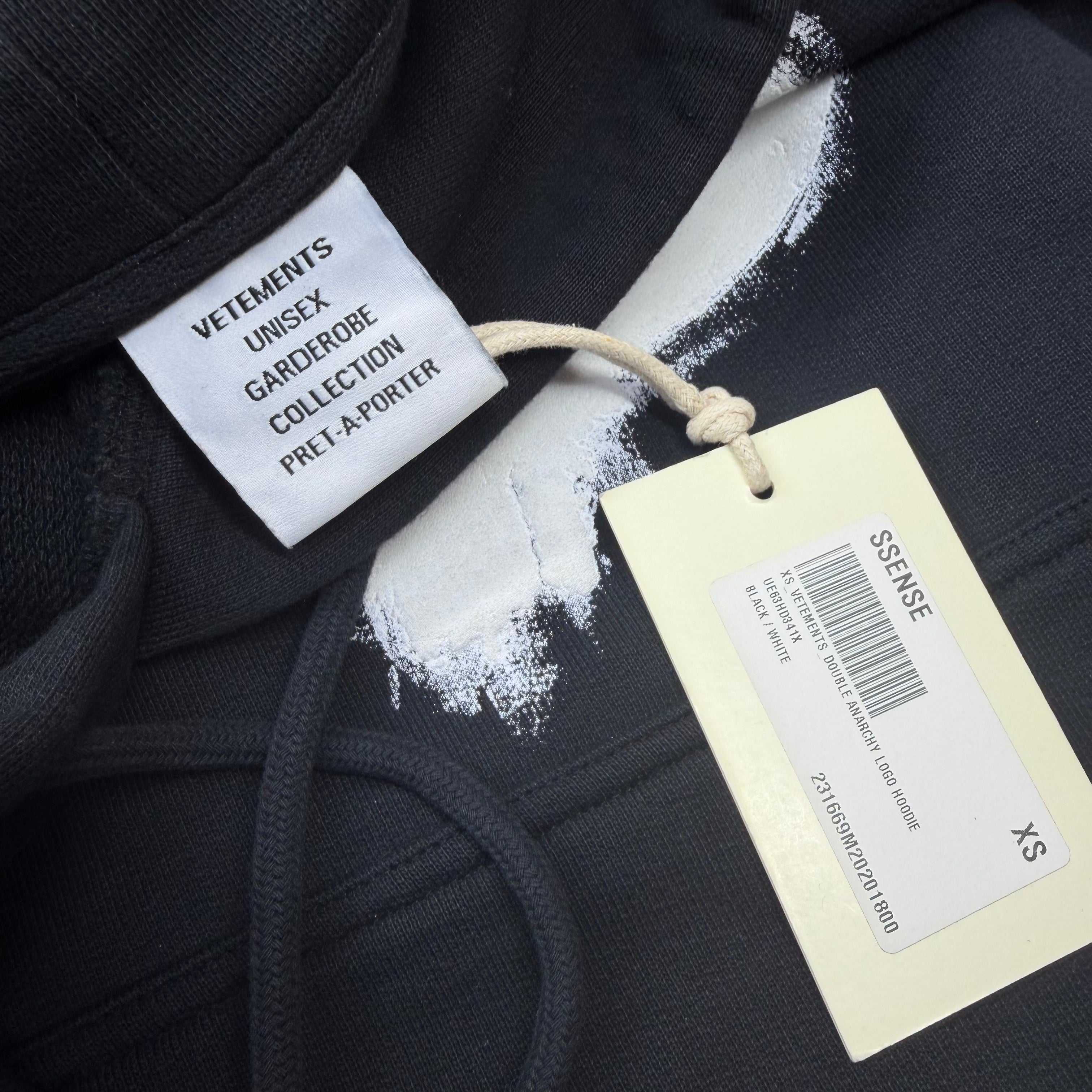 Vetements Double Anarchy Hoodie Black XS (XL)