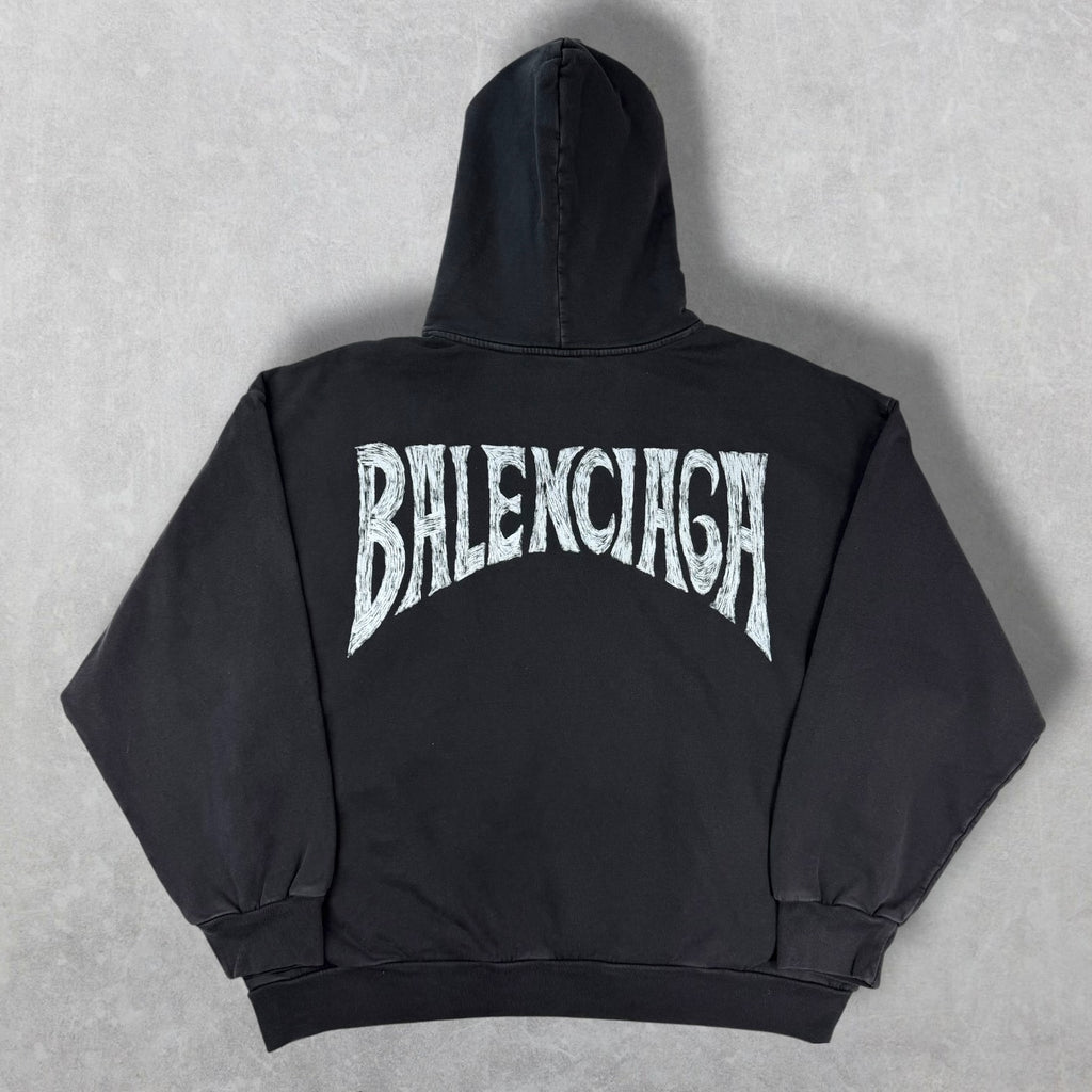 Balenciaga Stencil Oversized Hoodie Black XS