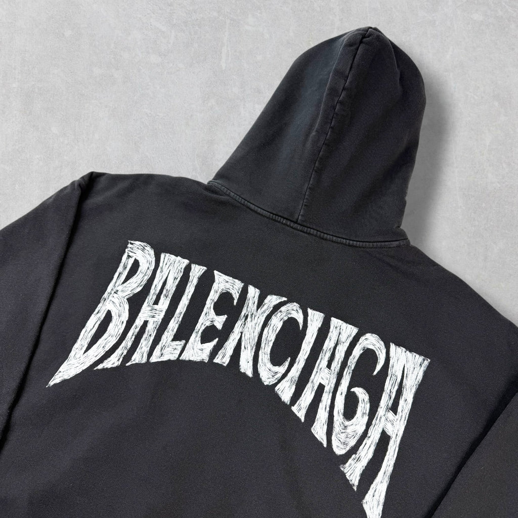 Balenciaga Stencil Oversized Hoodie Black XS