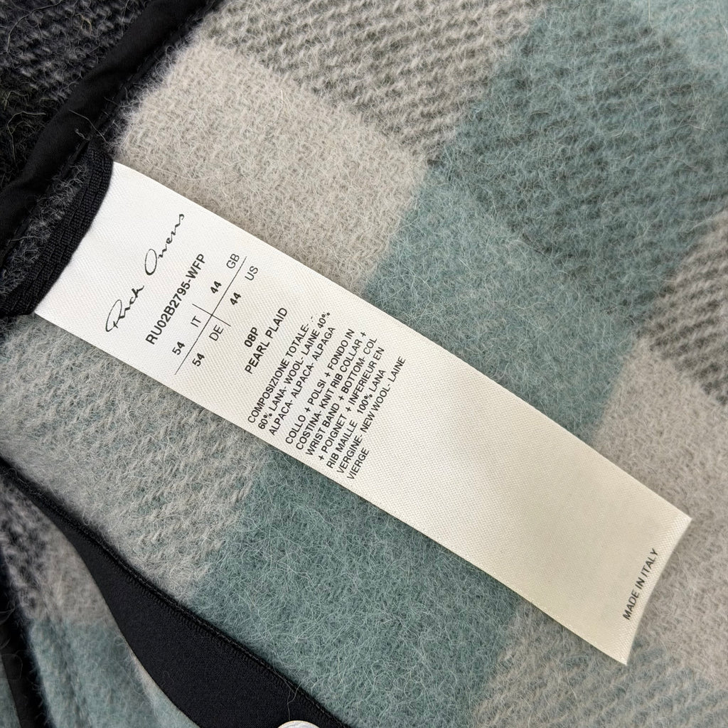 Rick Owens Jumbo Peter Flight Pearl Plaid Jacket 44 (XL)