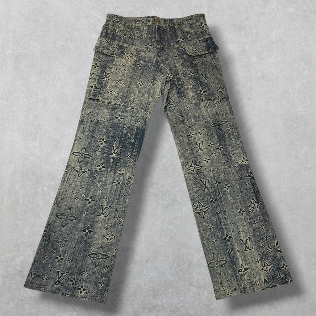 Louis Vuitton Dark Blue Star Monogram Denim Cargo Pants 31