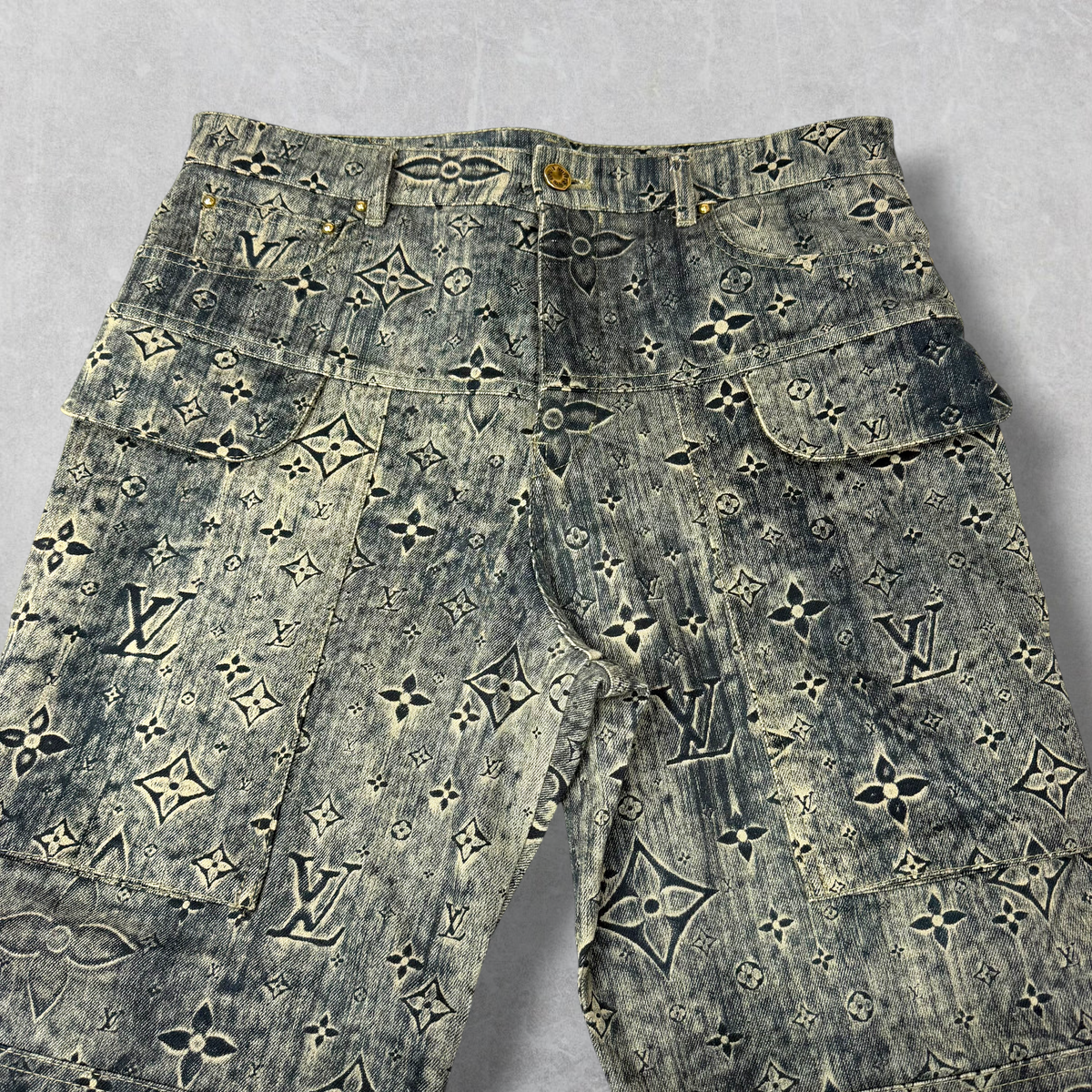 Louis Vuitton Dark Blue Star Monogram Denim Cargo Pants 31