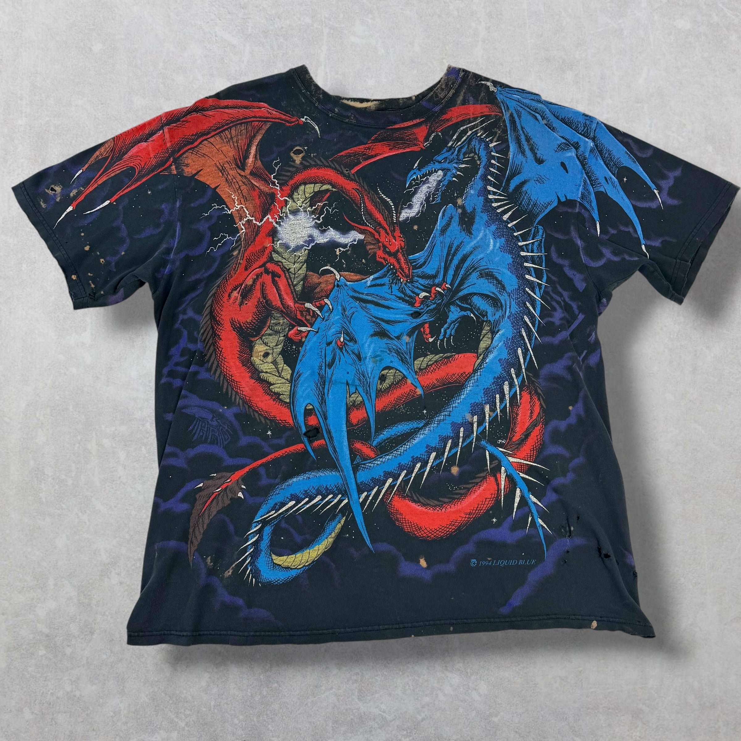 Vintage 1994 Dueling Dragons All Over Print Tee XL