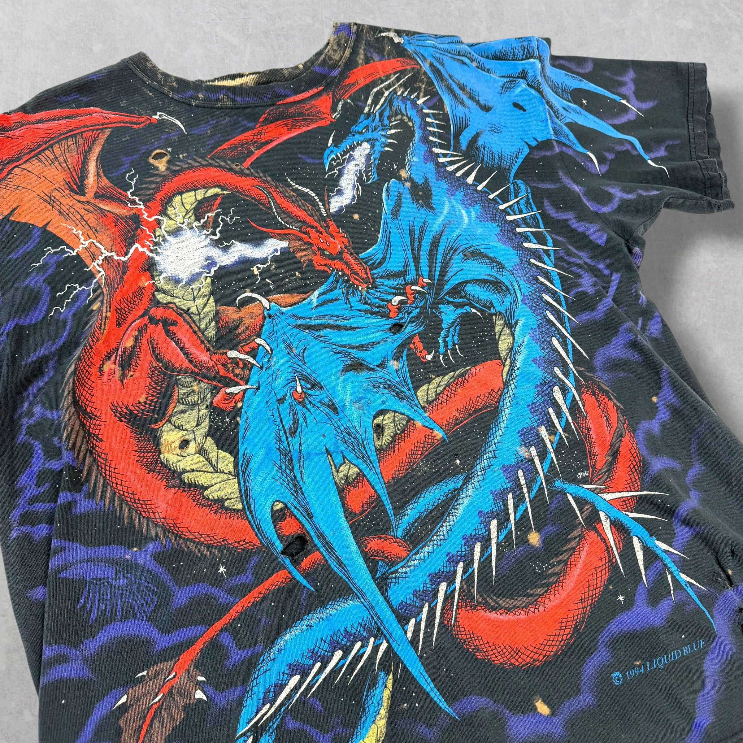 Vintage 1994 Dueling Dragons All Over Print Tee XL