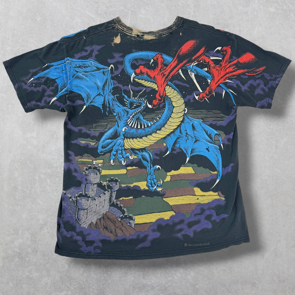 Vintage 1994 Dueling Dragons All Over Print Tee XL