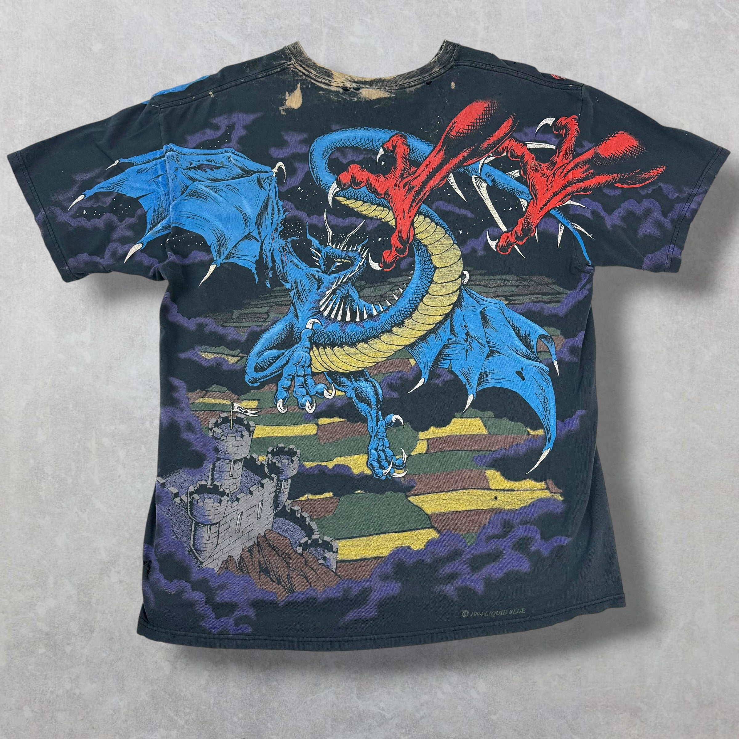 Vintage 1994 Dueling Dragons All Over Print Tee XL