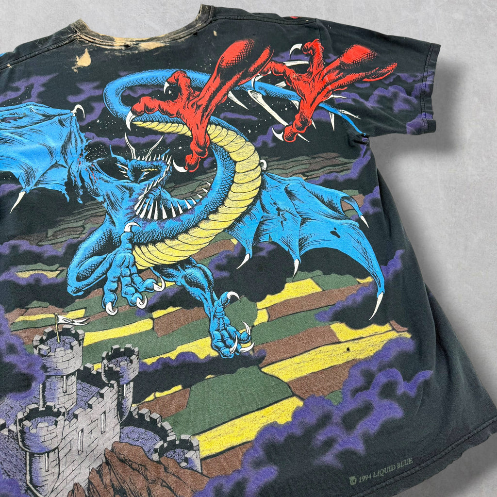 Vintage 1994 Dueling Dragons All Over Print Tee XL