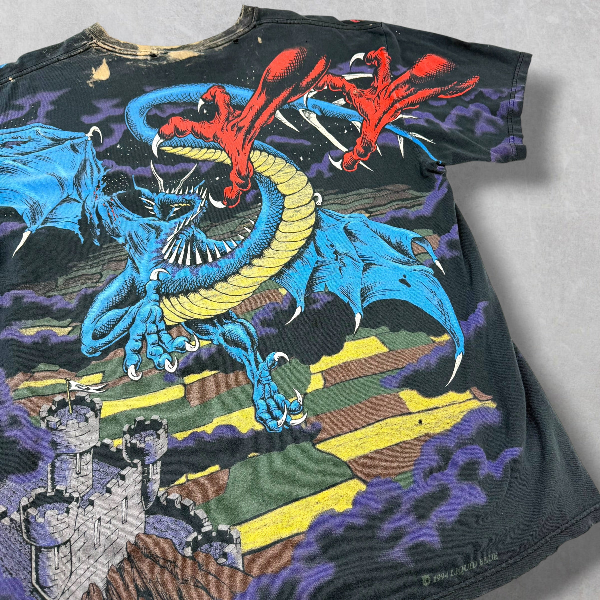Vintage 1994 Dueling Dragons All Over Print Tee XL