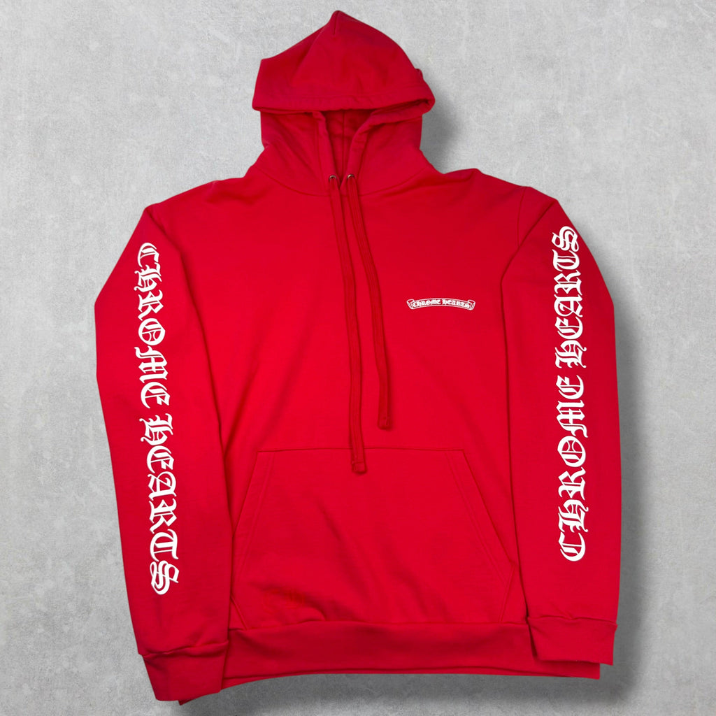 Chrome Hearts Red Scroll Logo Hoodie L