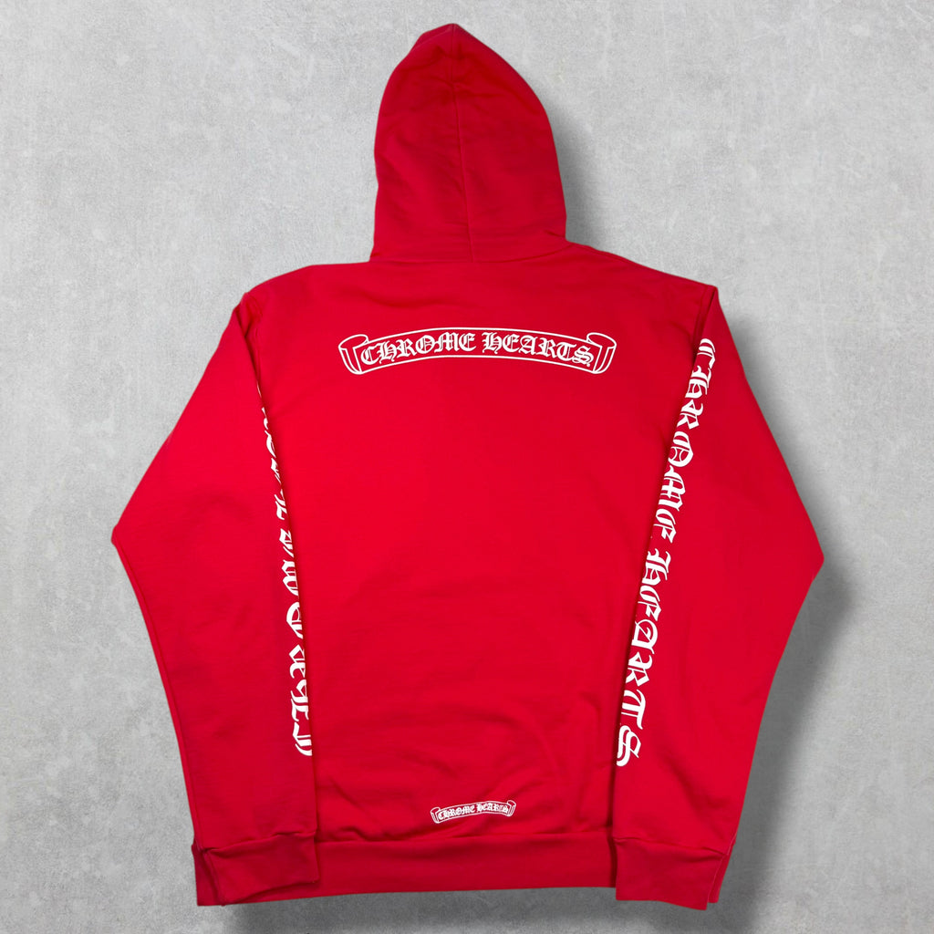 Chrome Hearts Red Scroll Logo Hoodie L