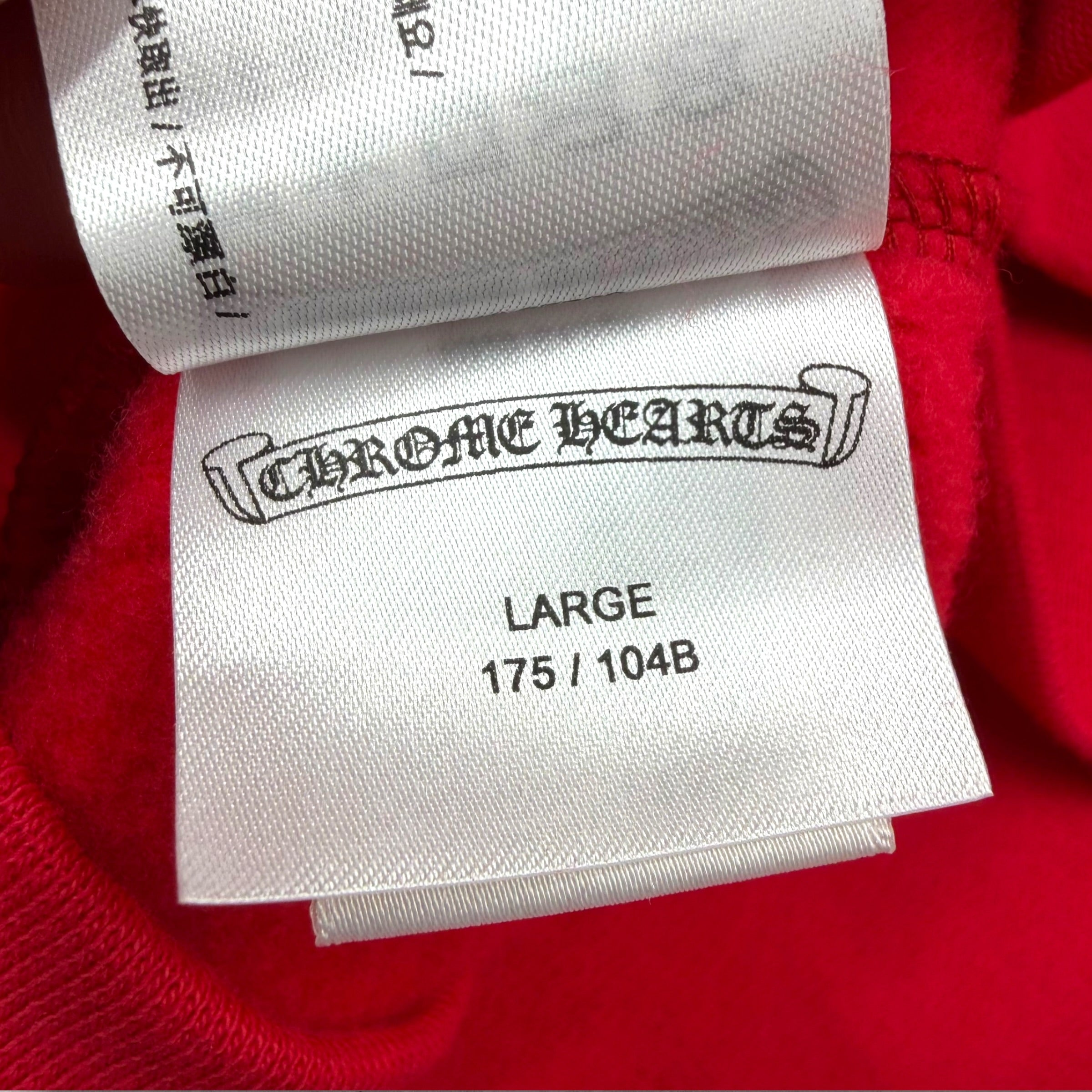 Chrome Hearts Red Scroll Logo Hoodie L