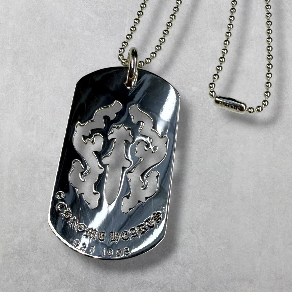 Chrome Hearts Cutout Dagger Dog Tag w/ Ball Chain
