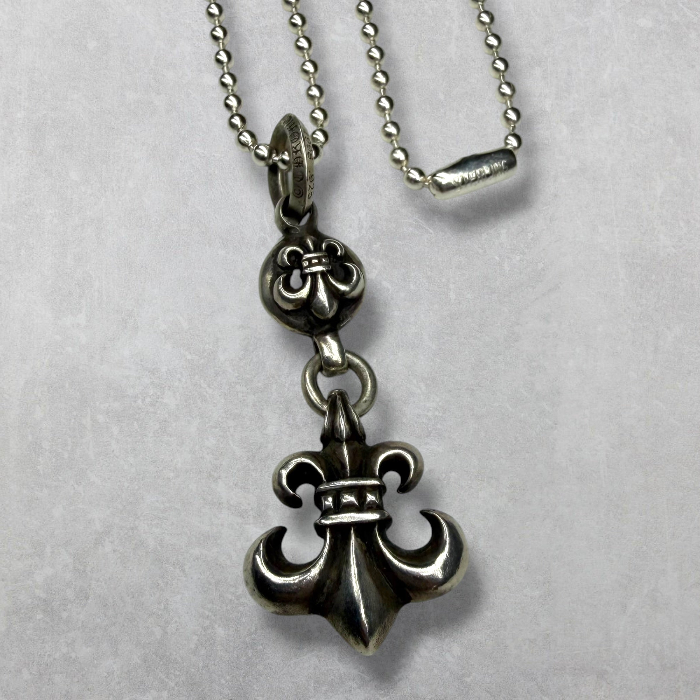 Chrome Hearts 1 Ball BS Fleur Pendant w/ Ball Chain