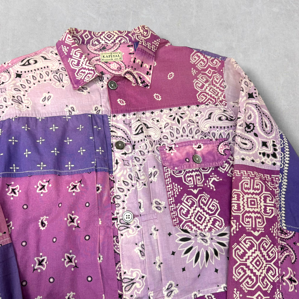 Kapital Purple Bandana Patchwork Button Up 4 (L)