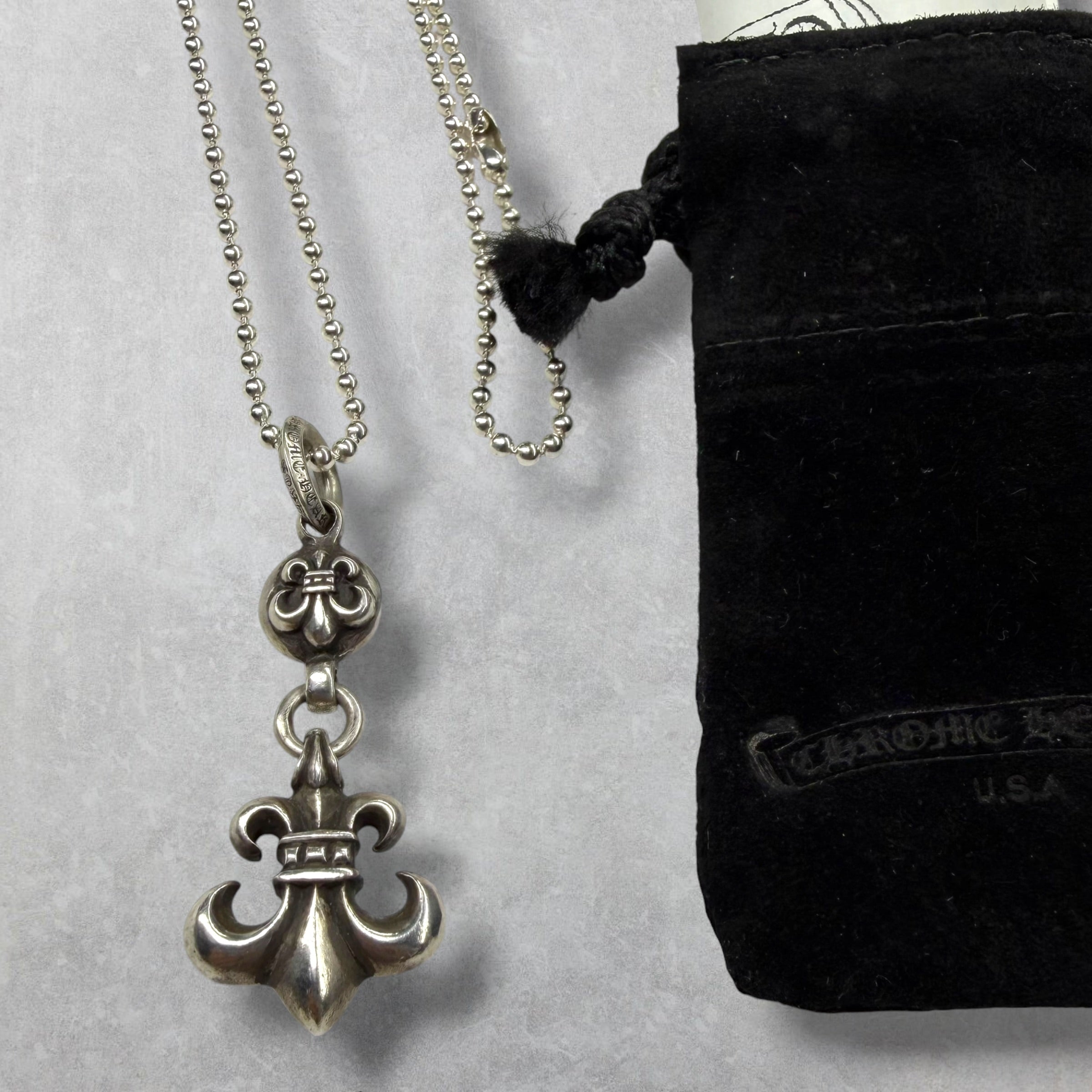 Chrome Hearts 1 Ball BS Fleur Pendant w/ Ball Chain