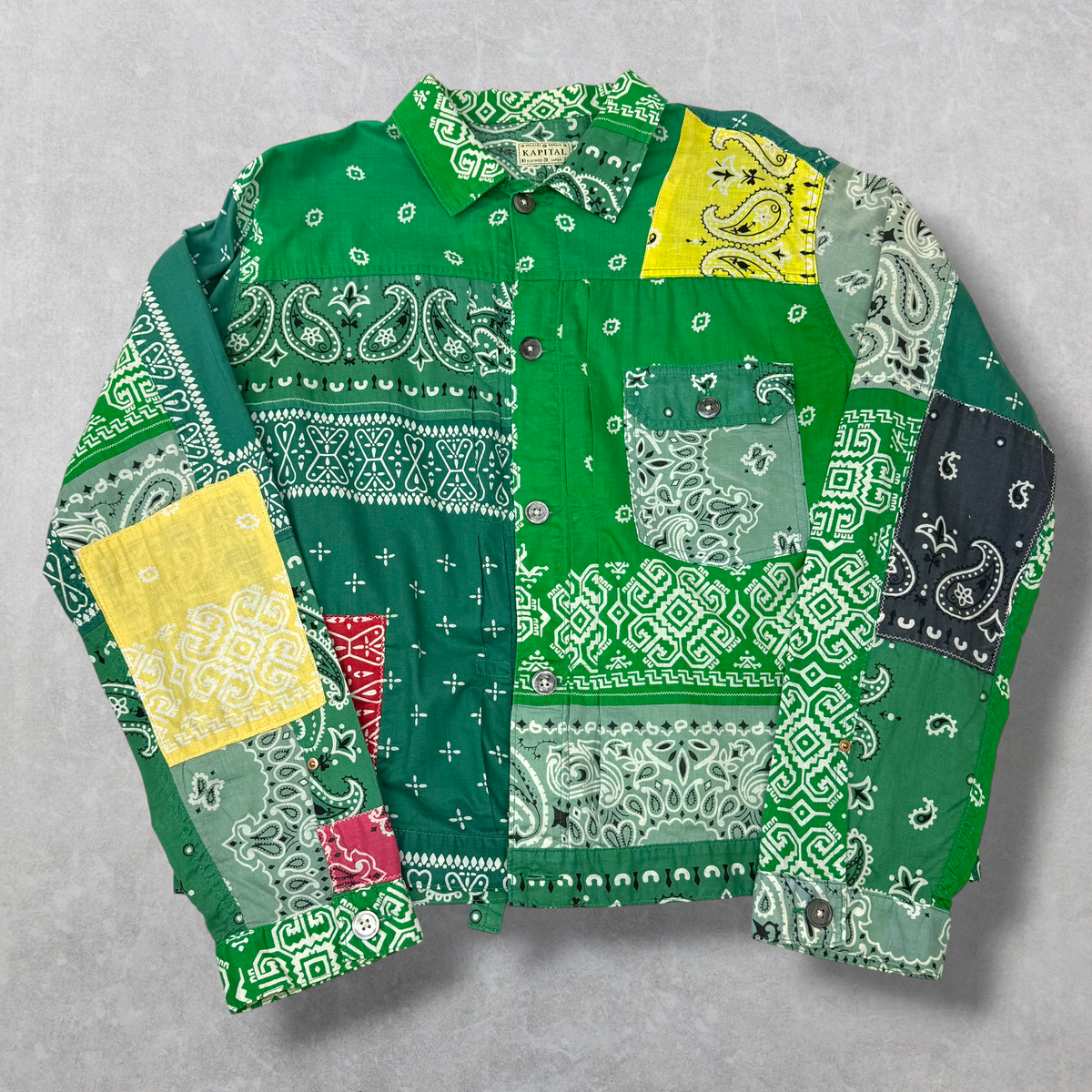 Kapital Green Bandana Patchwork Button Up 5 (XL)