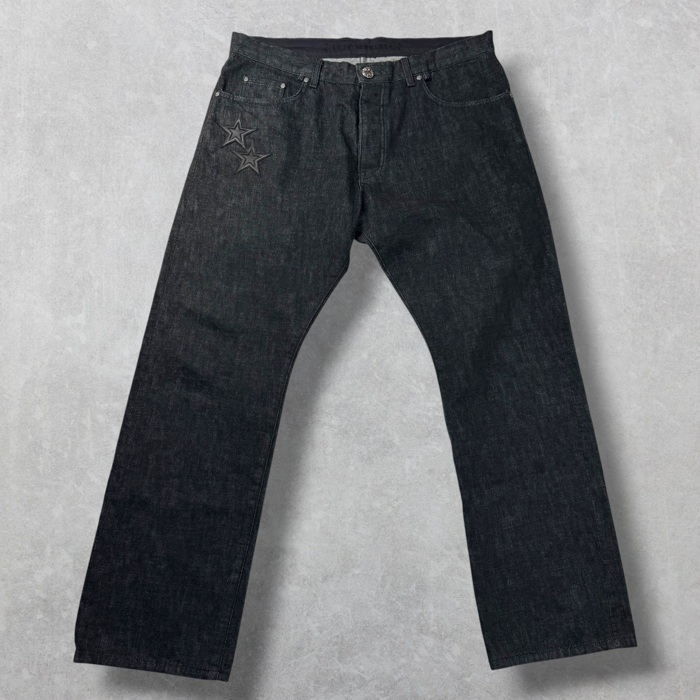 Chrome Hearts Star Patch Washed Raw Denim Jeans 38