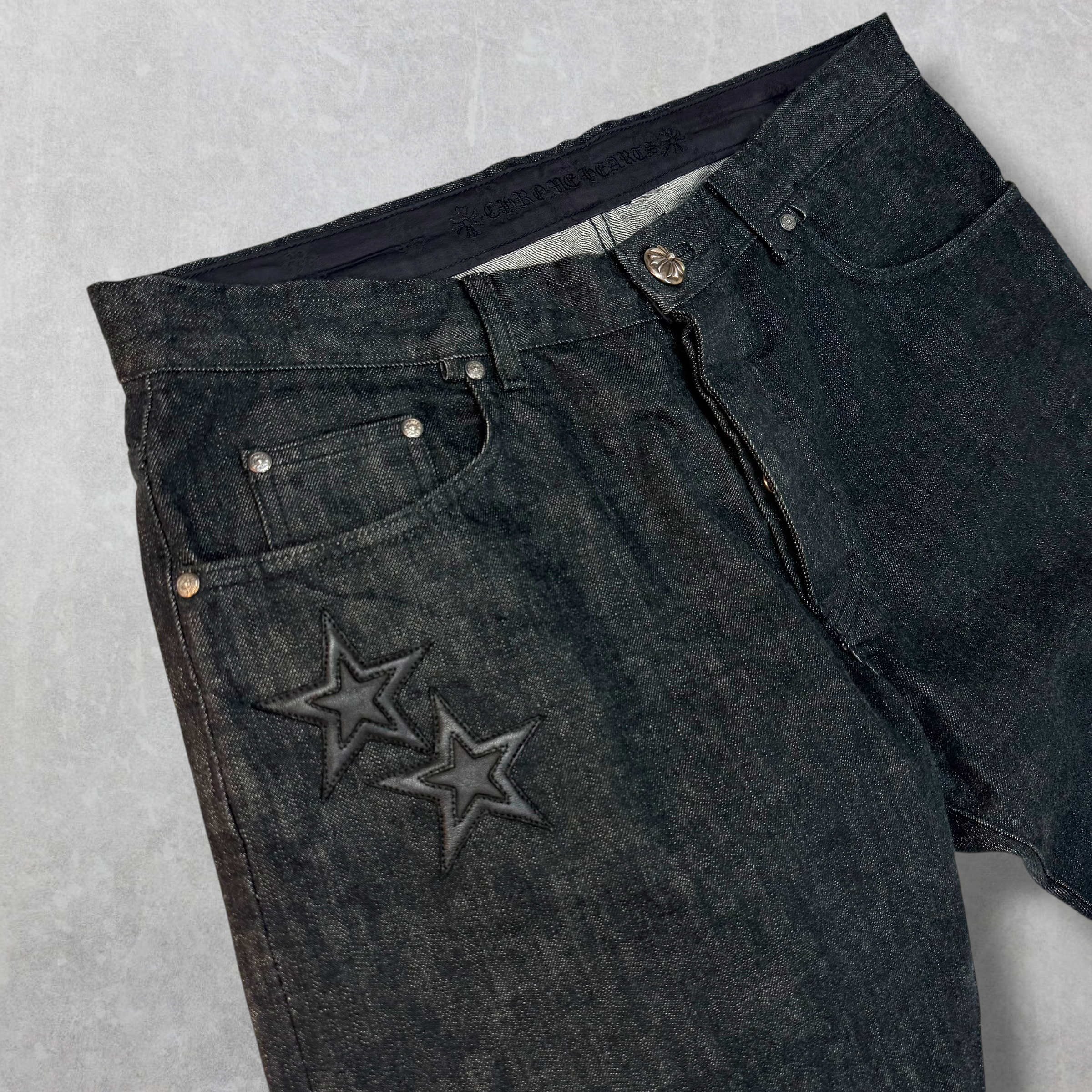 Chrome Hearts Star Patch Washed Raw Denim Jeans 38