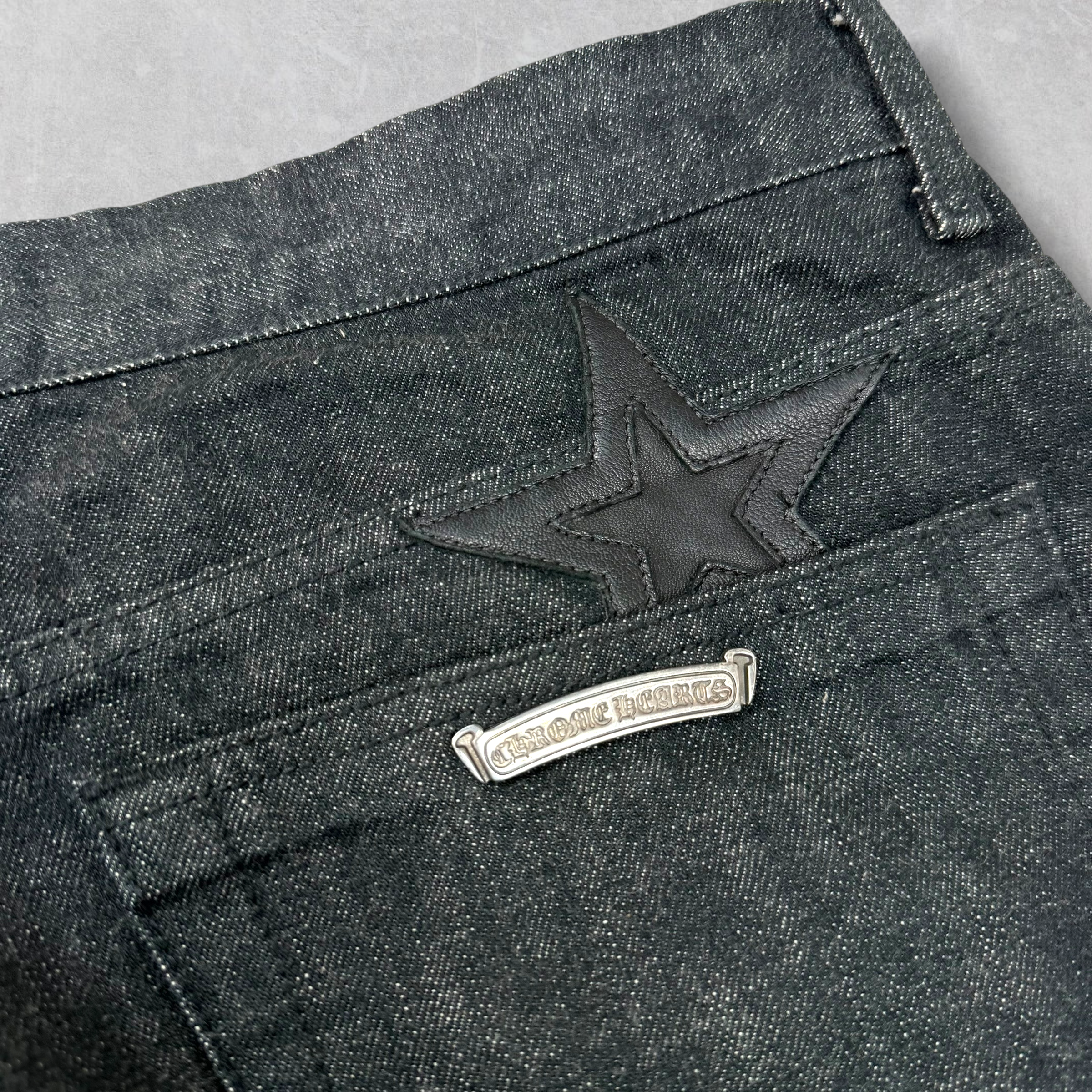 Chrome Hearts Star Patch Washed Raw Denim Jeans 38
