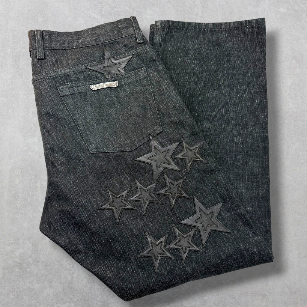 Chrome Hearts Star Patch Washed Raw Denim Jeans 38