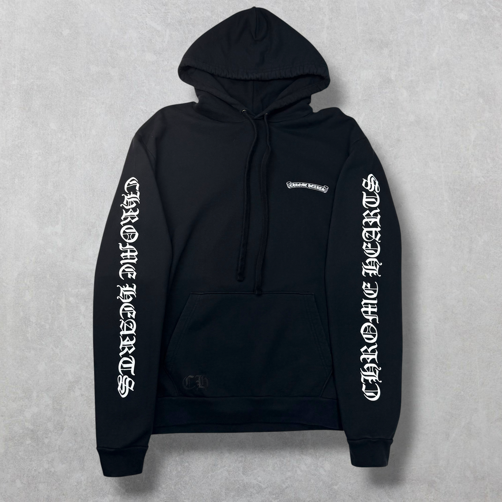 Chrome Hearts Black Scroll Logo Hoodie L