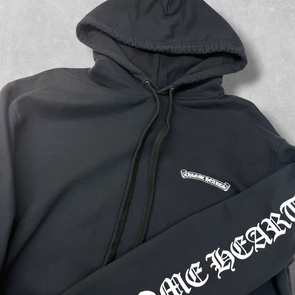 Chrome Hearts Black Scroll Logo Hoodie L