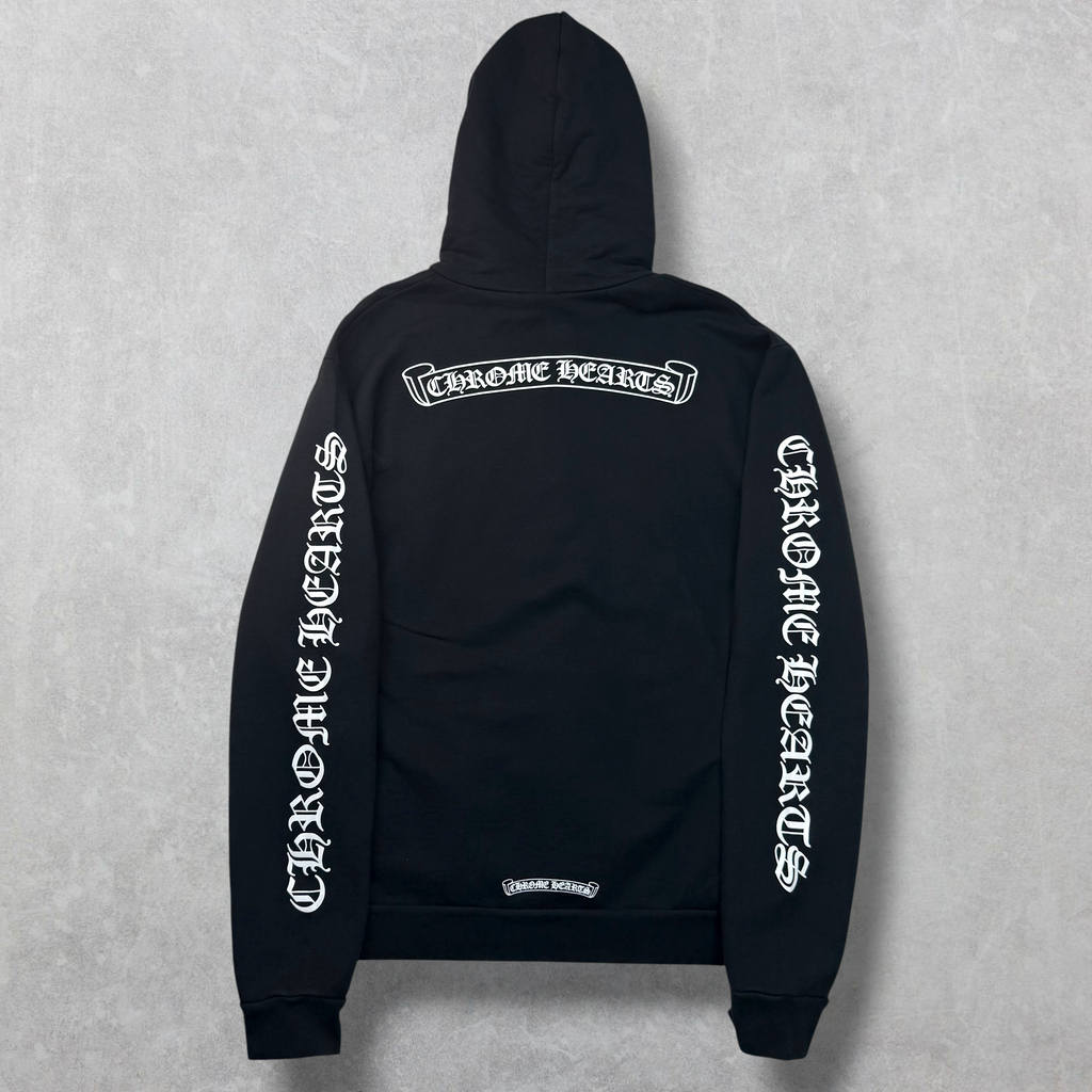 Chrome Hearts Black Scroll Logo Hoodie L