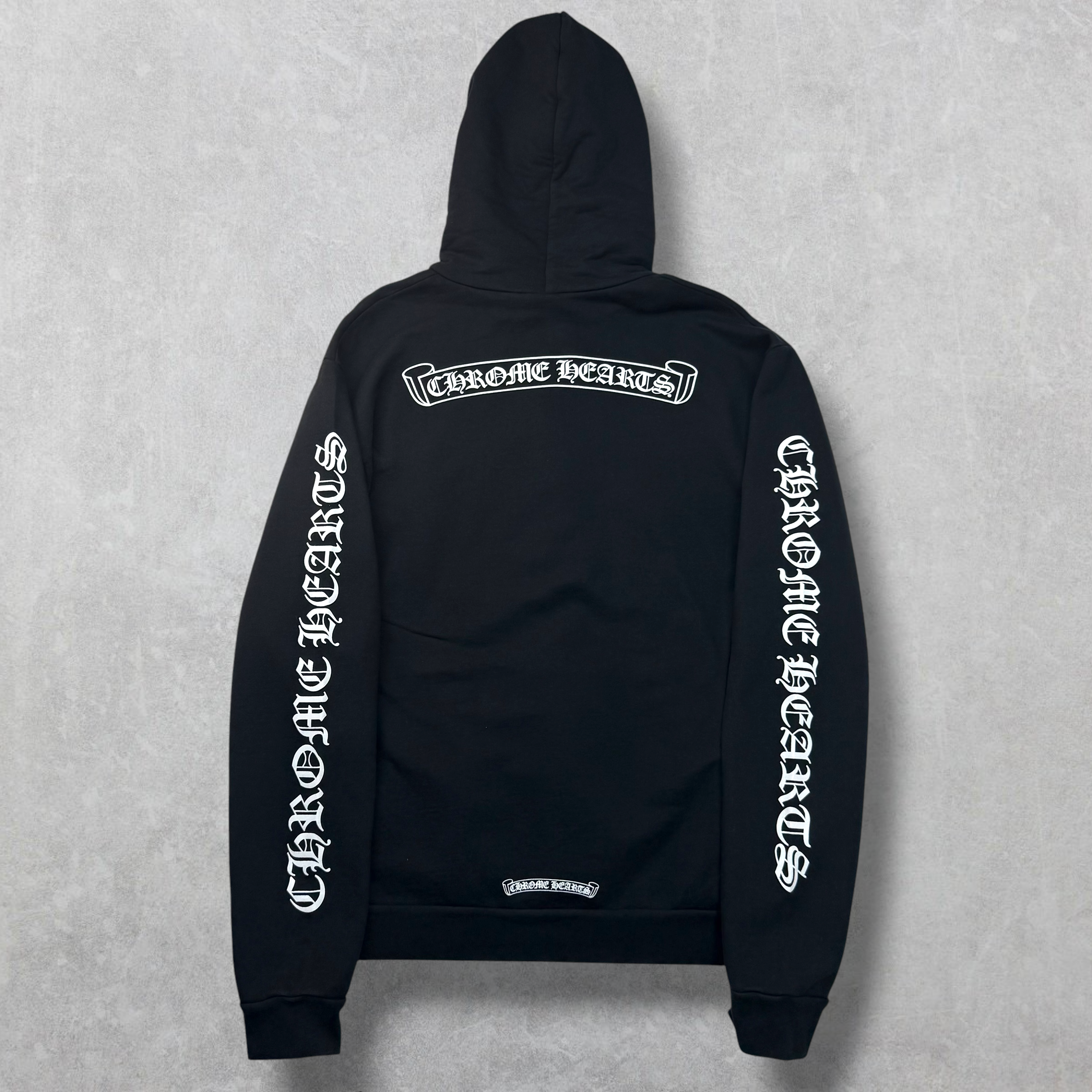Chrome Hearts Black Scroll Logo Hoodie L