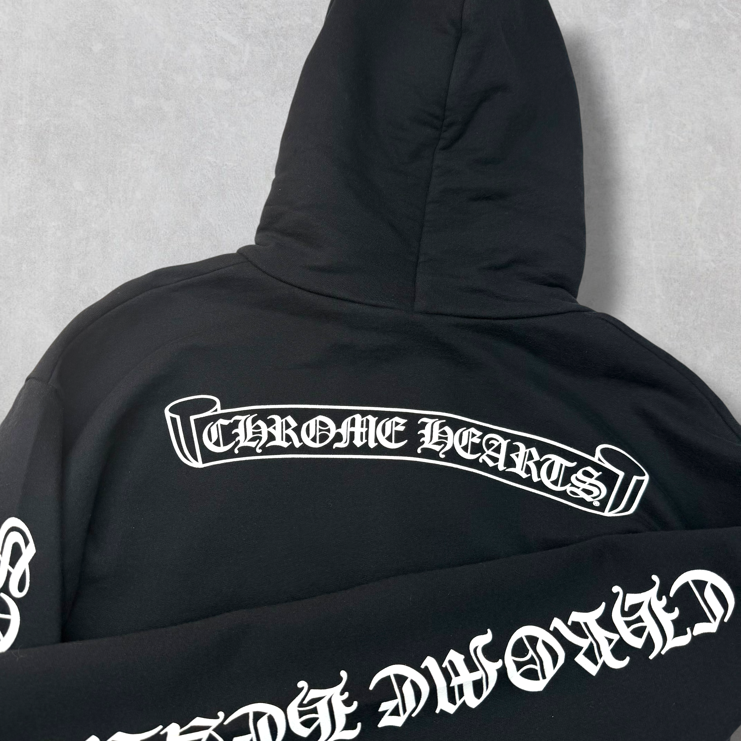 Chrome Hearts Black Scroll Logo Hoodie L