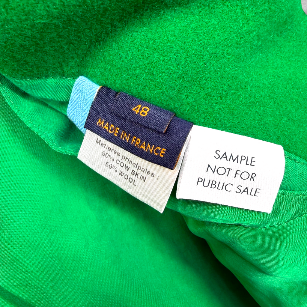 Louis Vuitton Green White Varsity Leather Jacket 48 (M)
