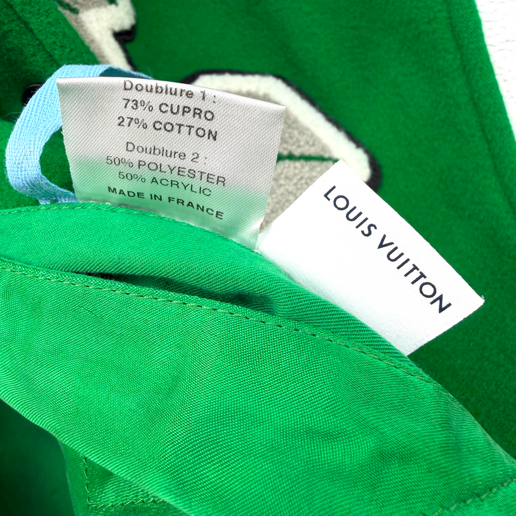 Louis Vuitton Green White Varsity Leather Jacket 48 (M)