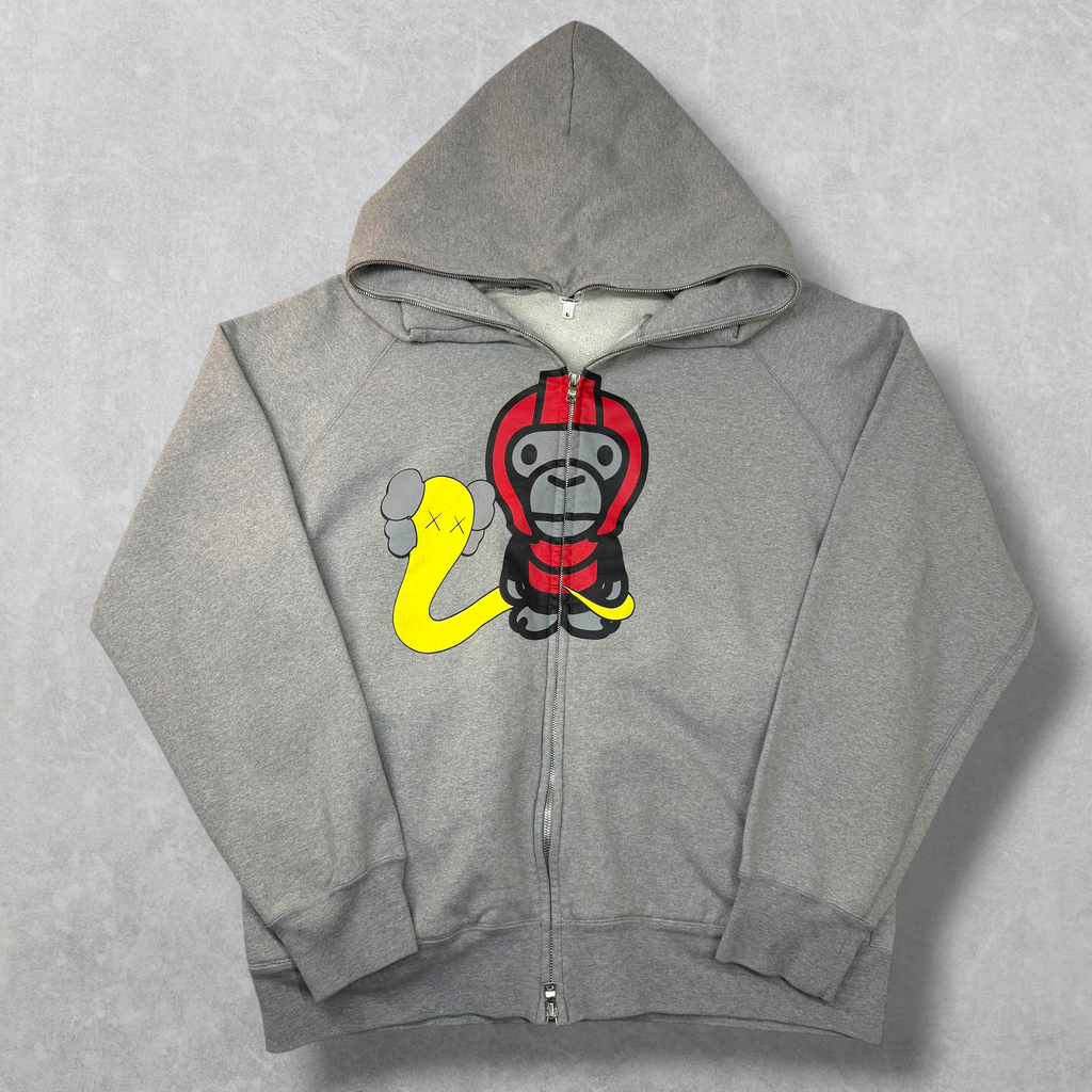 Bape x Kaws Baby Milo Blendy Full Zip Hoodie Grey L