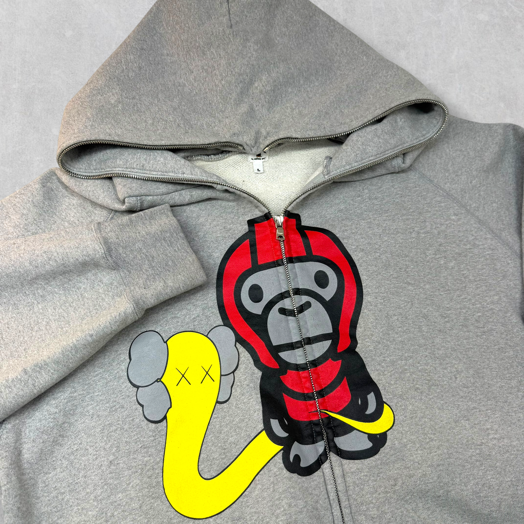 Bape x Kaws Baby Milo Blendy Full Zip Hoodie Grey L