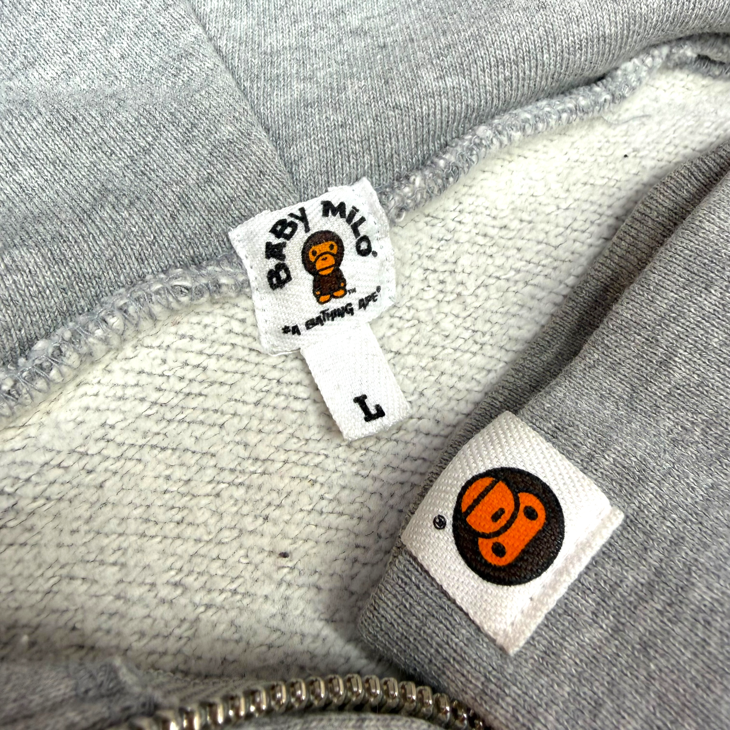 Bape x Kaws Baby Milo Blendy Full Zip Hoodie Grey L