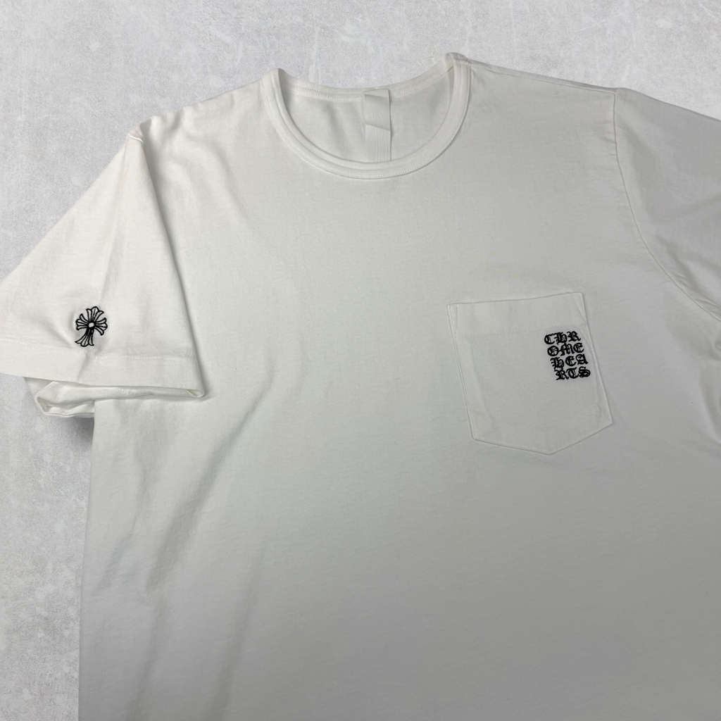 Chrome Hearts DRP Y Not Embroidered White Tee L