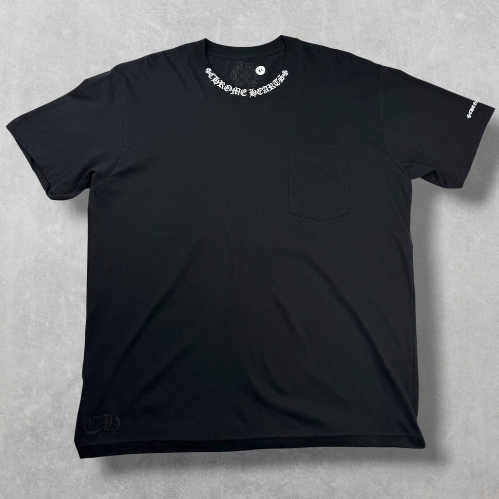Chrome Hearts White Neck Logo Black Tee XL