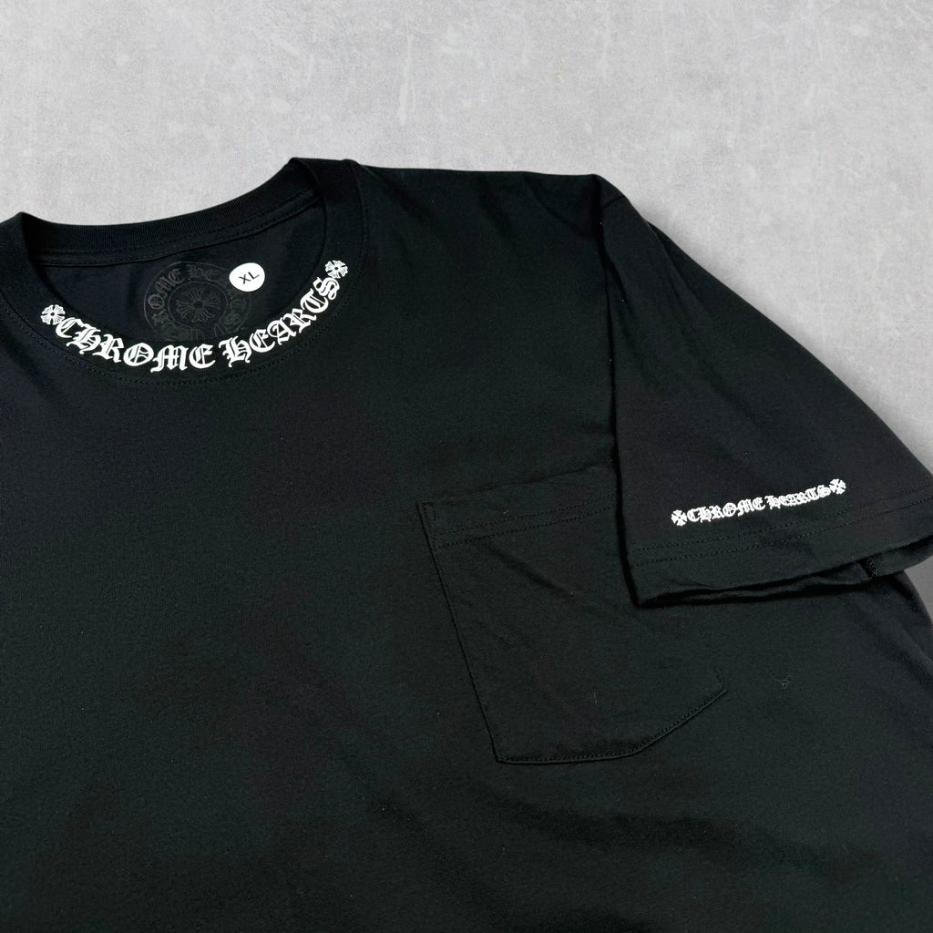 Chrome Hearts White Neck Logo Black Tee XL