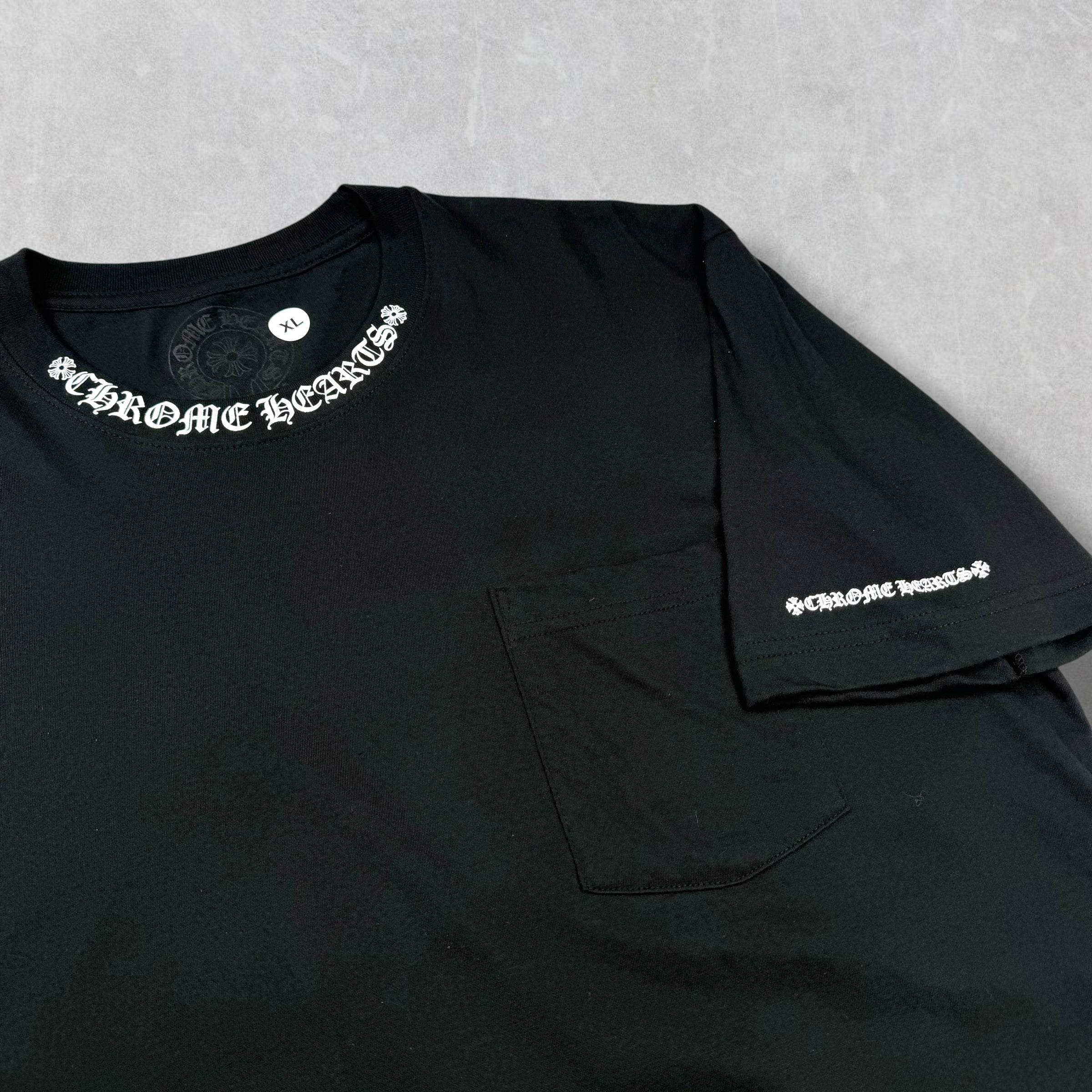 Chrome Hearts White Neck Logo Black Tee XL