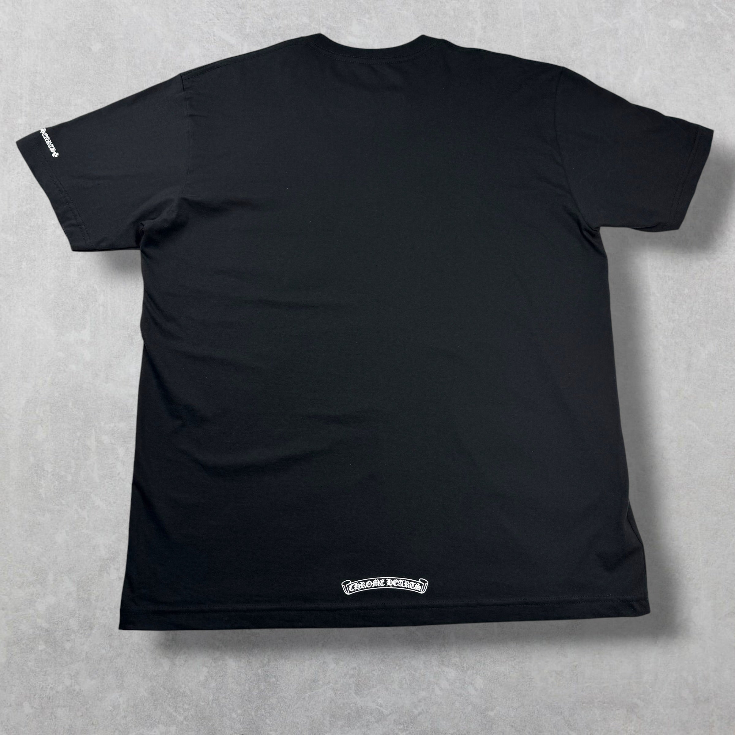 Chrome Hearts White Neck Logo Black Tee XL