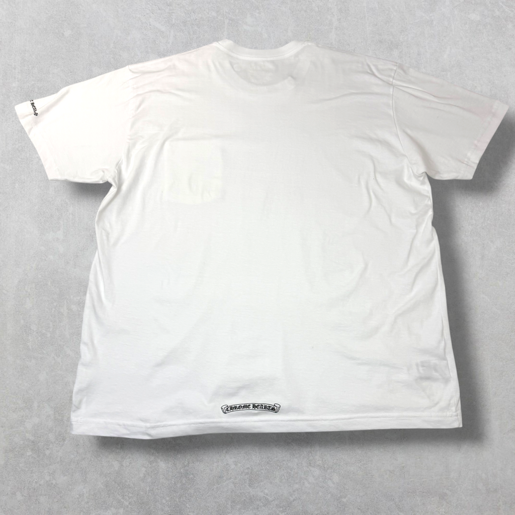 Chrome Hearts Black Neck Logo Tee White XXL