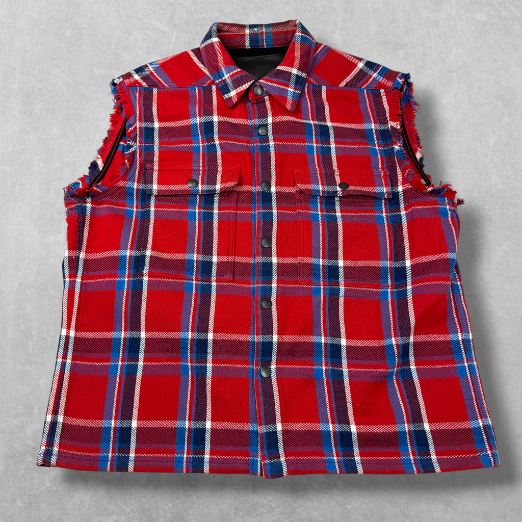 Rick Owens DRKSHDW Red Plaid Cropped Outershirt L