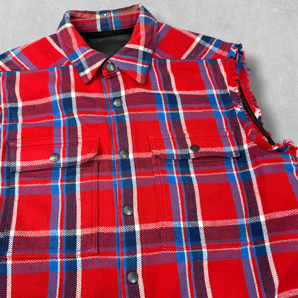 Rick Owens DRKSHDW Red Plaid Cropped Outershirt L