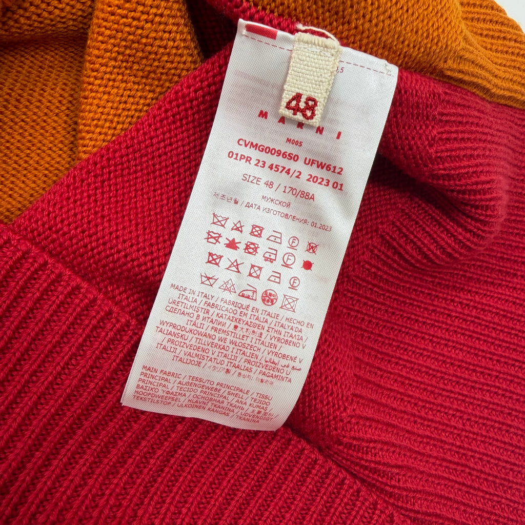 Marni Half & Half Virgin Wool V Neck Vest M