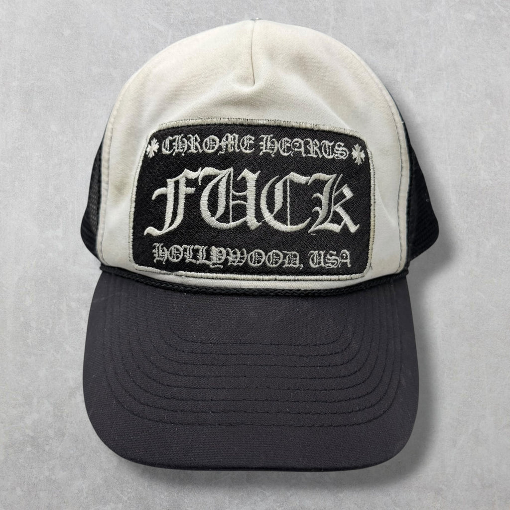 Vintage Chrome Hearts Fuck White Trucker Hat