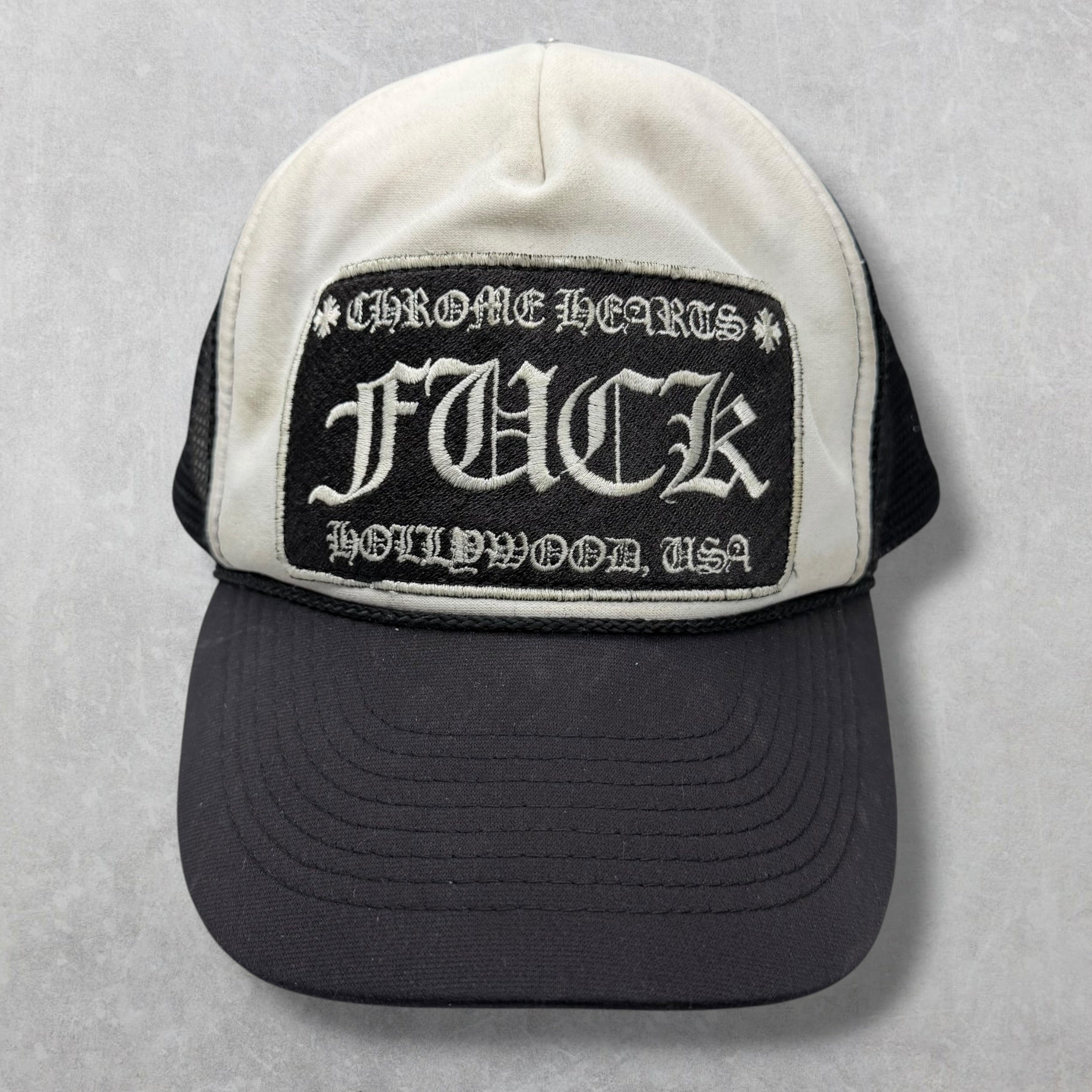 Vintage Chrome Hearts Fuck White Trucker Hat