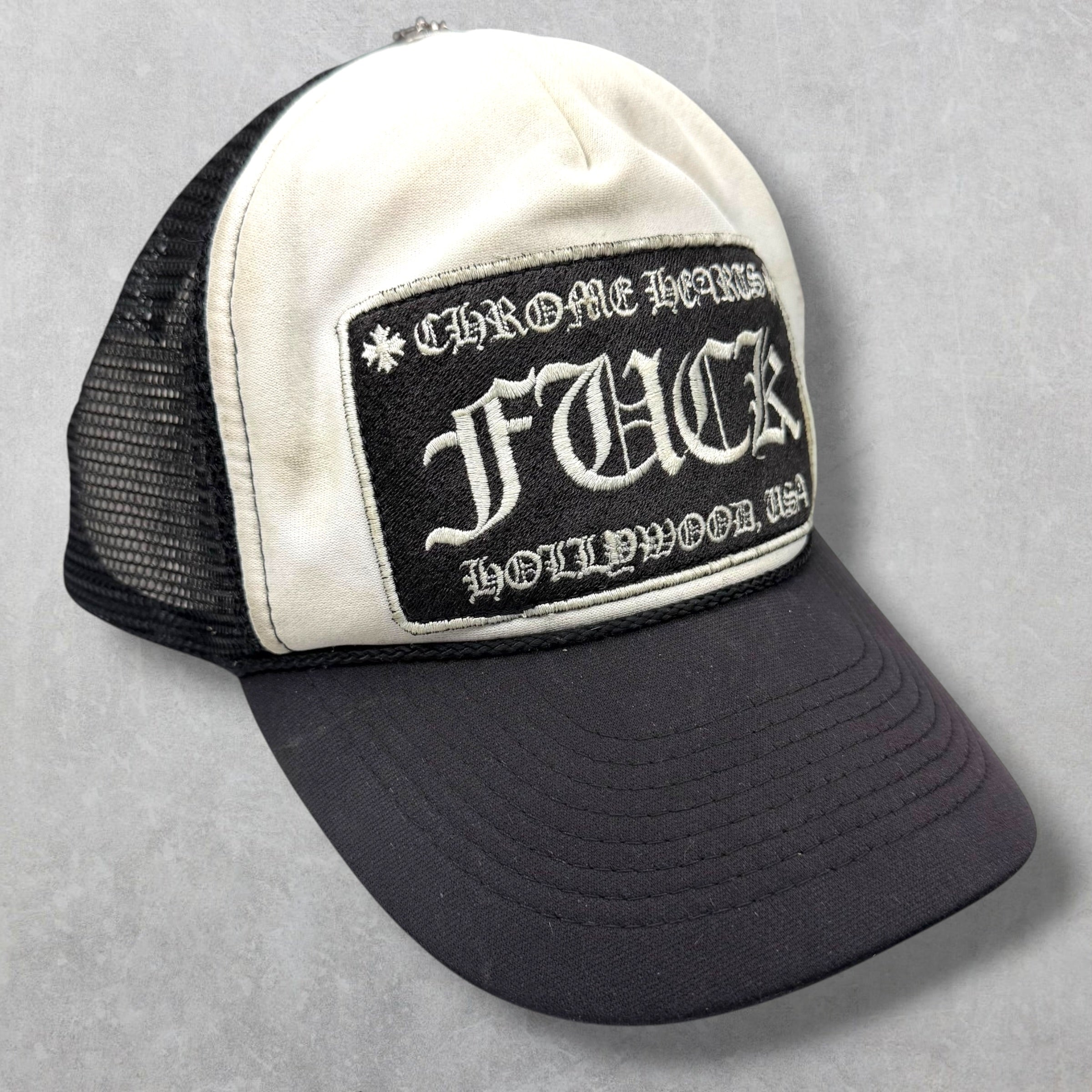 Vintage Chrome Hearts Fuck White Trucker Hat
